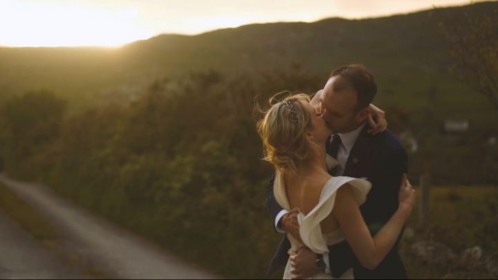 A screen-grab from a wedding video