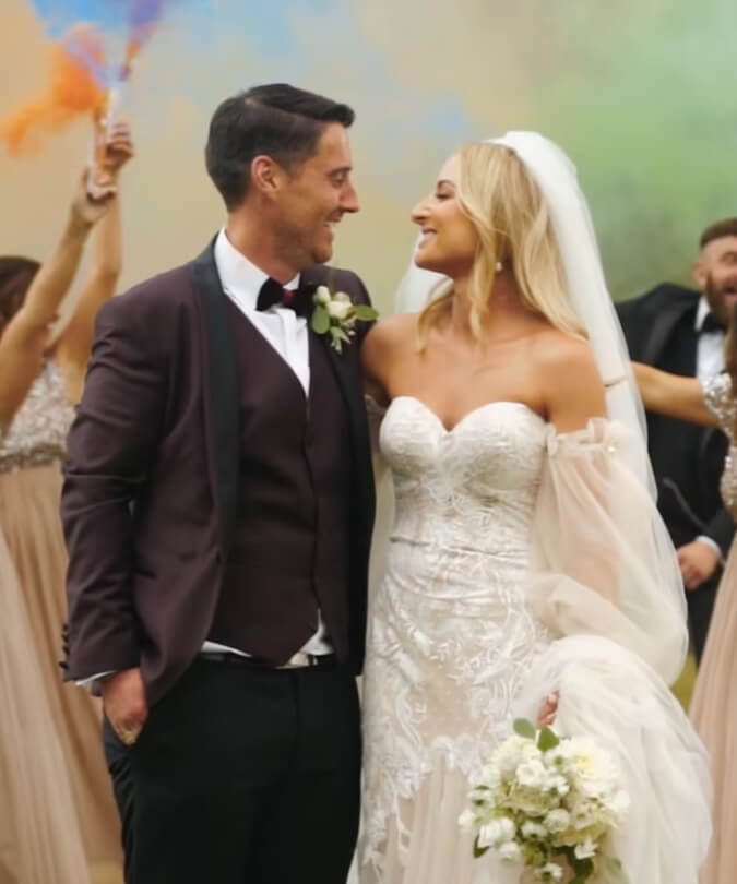 Bride & Groom with coloured smoke