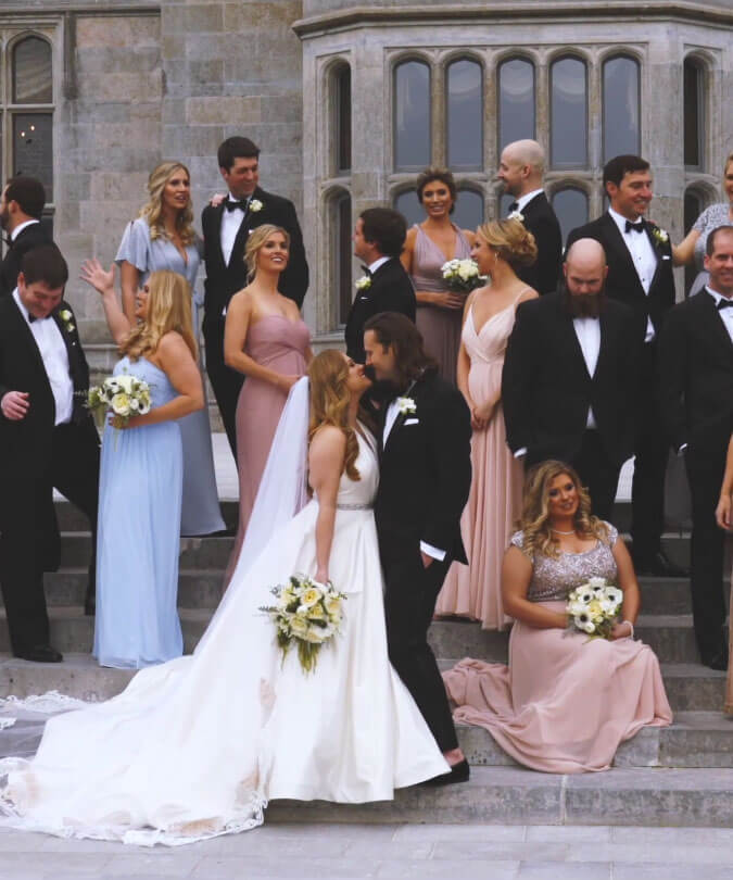 Group wedding videography at church